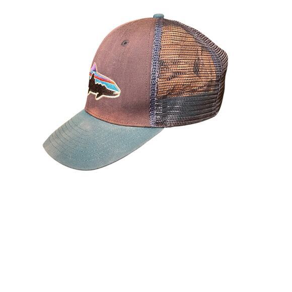 Patagonia Fitz Roy Trout Trucker Hat Men Navy‎ Blue Teal Fish Logo Adjustable - Picture 5 of 7